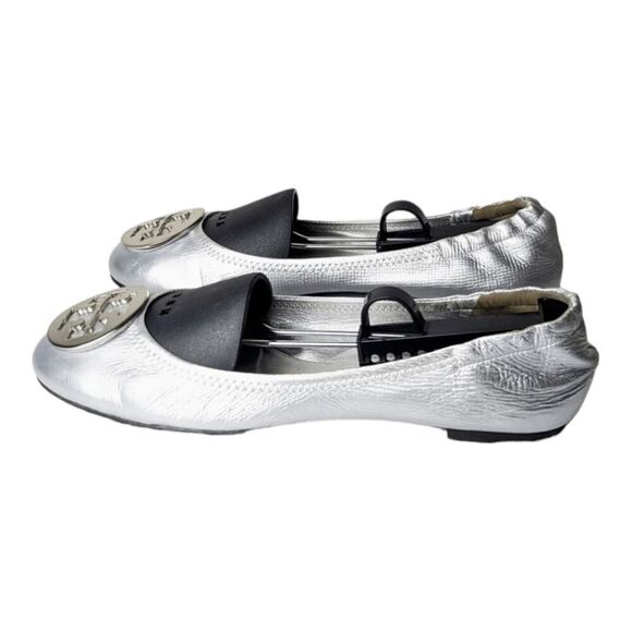 TORY BURCH Claire 'Silver' Ballet Flats Size 10.5M - Picture 4 of 11